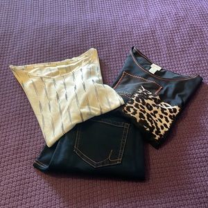 INC skinny jeans size 10, H & M basic tee L, Chico’s Zenergy shirt 1